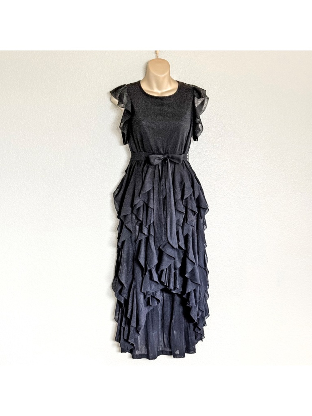 Joyfolie Girl Dark Romantic Cascading Ruffle High-Low Wedding Guest Dress Sz 12